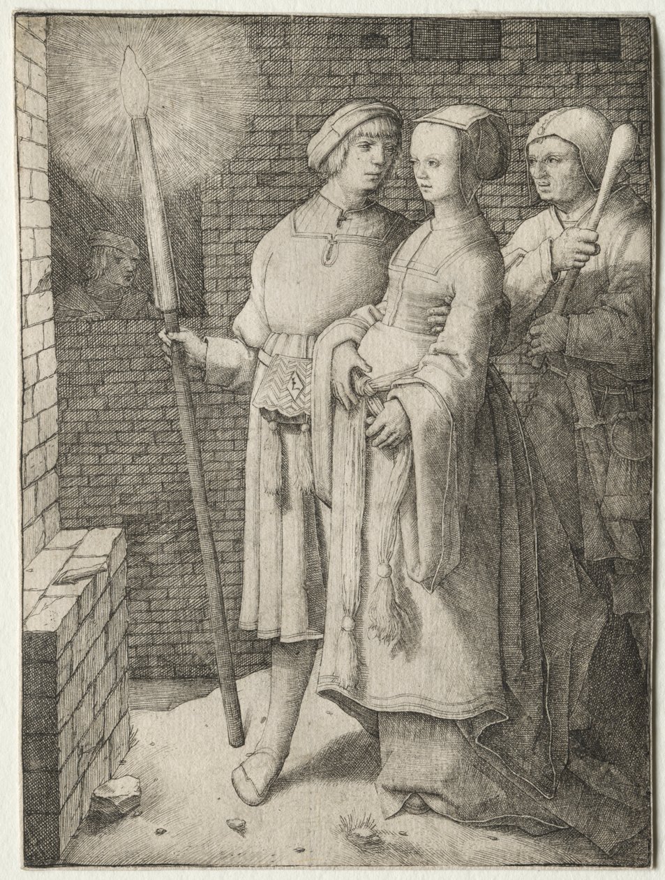 El Hombre con la Antorcha y una Mujer Seguidos por un Tonto de Lucas van Leyden