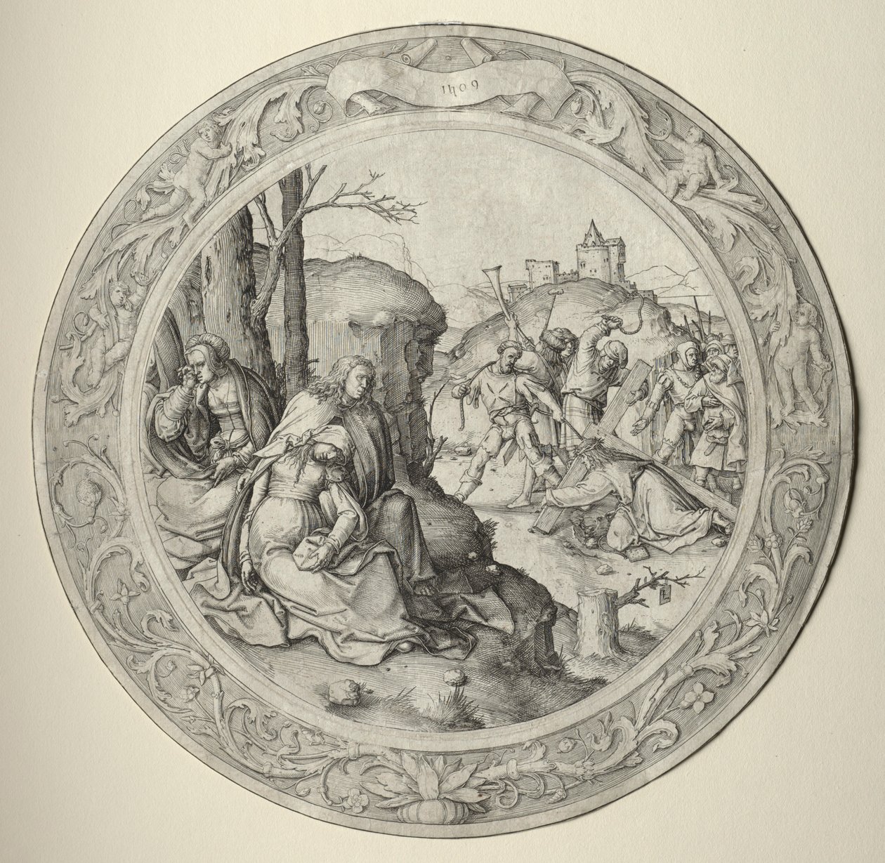 La Pasión Redonda: Cristo llevando la cruz, 1509 de Lucas van Leyden