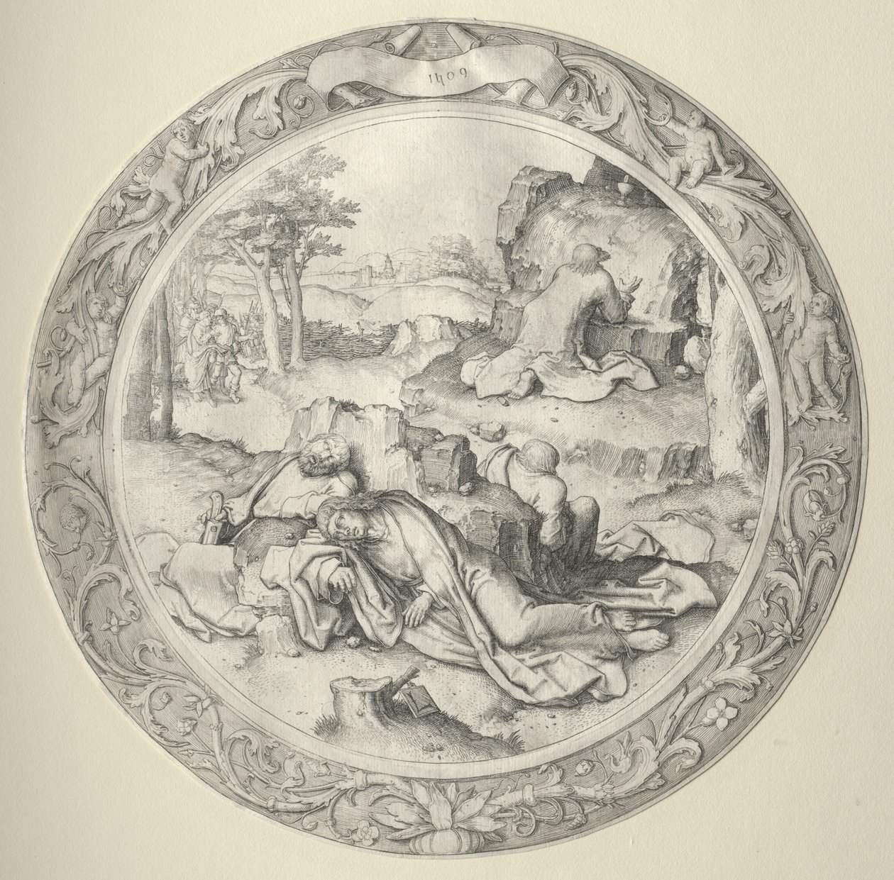 La Pasión Redonda: Cristo en Getsemaní (Agonía en el jardín) de Lucas van Leyden