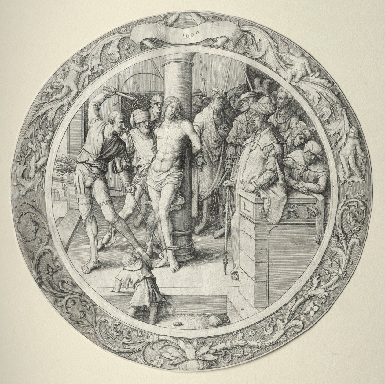 La Pasión Redonda: La Flagelación, 1509 de Lucas van Leyden