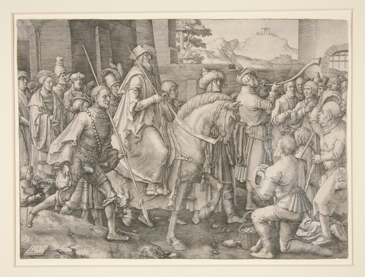 El triunfo de Mardoqueo, Ester 6.11 de Lucas van Leyden