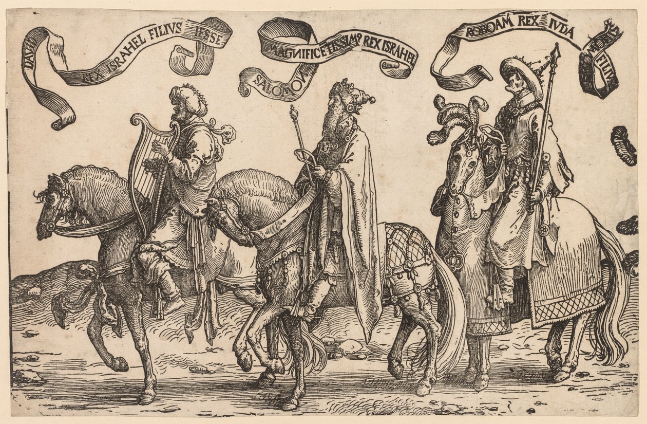 Los doce reyes de Israel: David, Salomón, Roboam, 1515-1517 de Lucas van Leyden