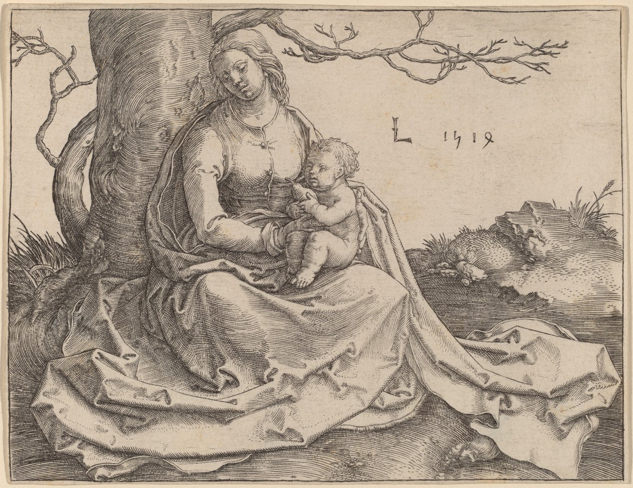 La Virgen sentada bajo un árbol de Lucas van Leyden