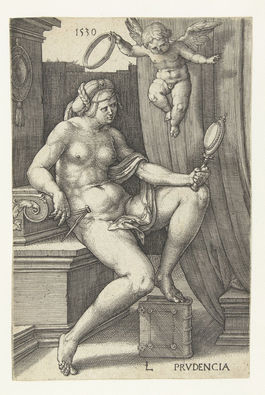 Prudencia
Prudencia (título del objeto)
Siete Virtudes (título de la serie) de Lucas van Leyden