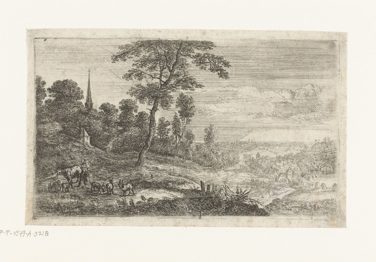 paisaje con un pastor de Lucas van Uden