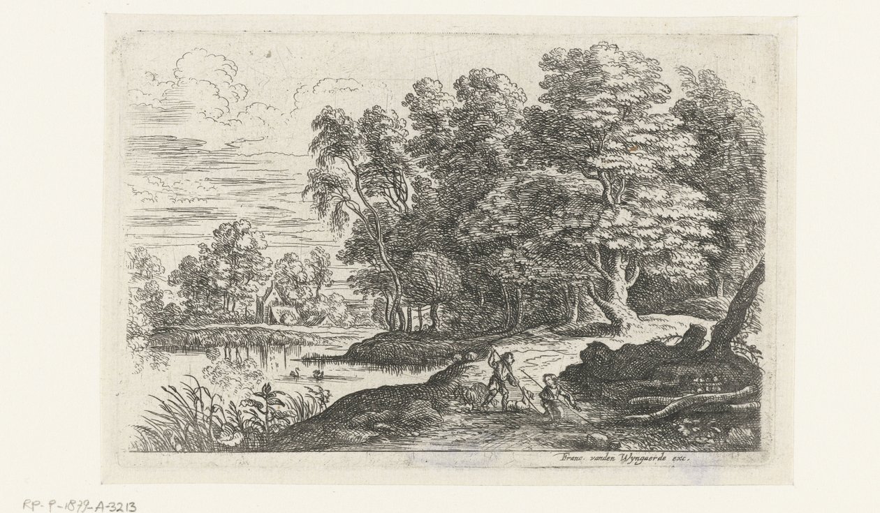 Paisaje con dos pastores Cinco paisajes (título de la serie) de Lucas van Uden