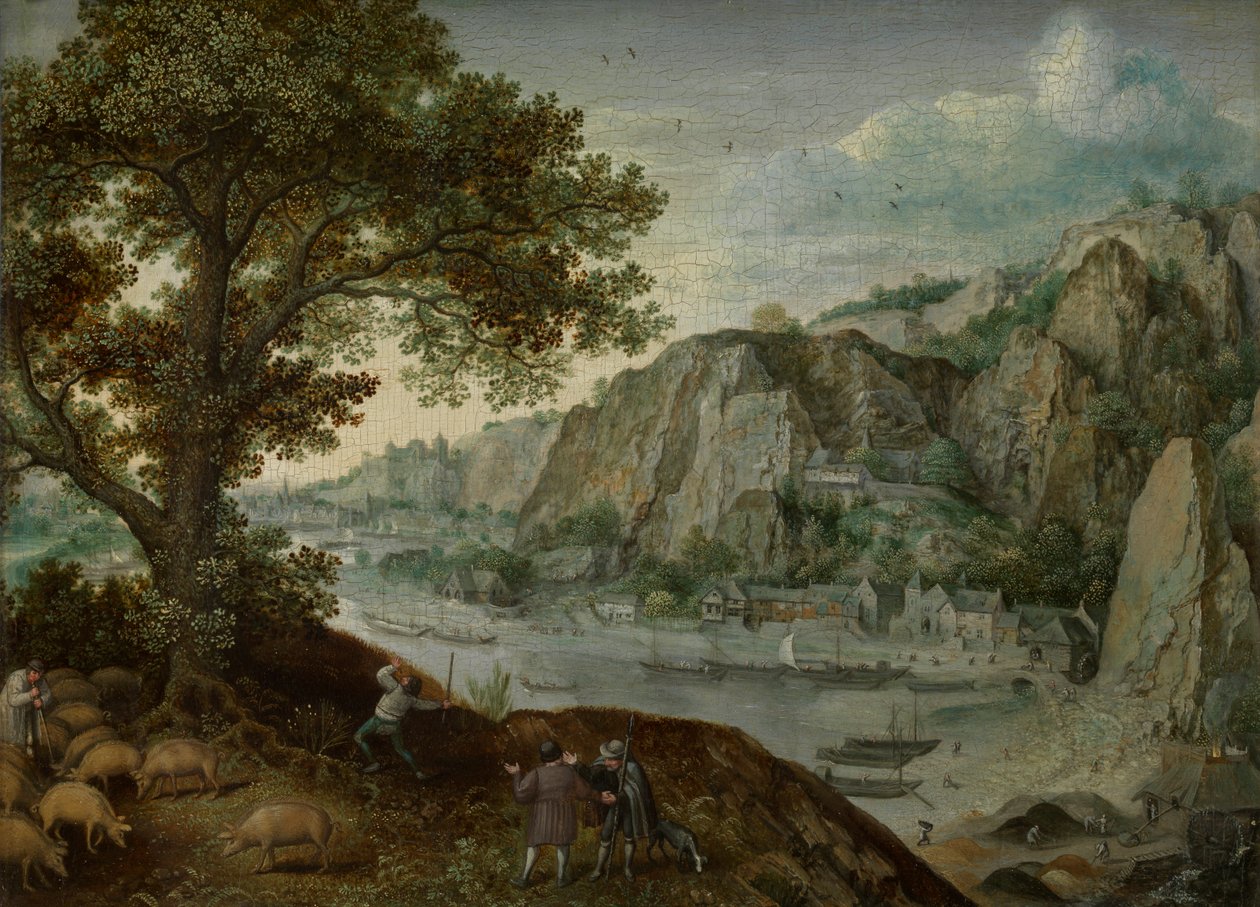 Huy, vista desde Ahin (óleo sobre tabla) de Lucas van Valckenborch