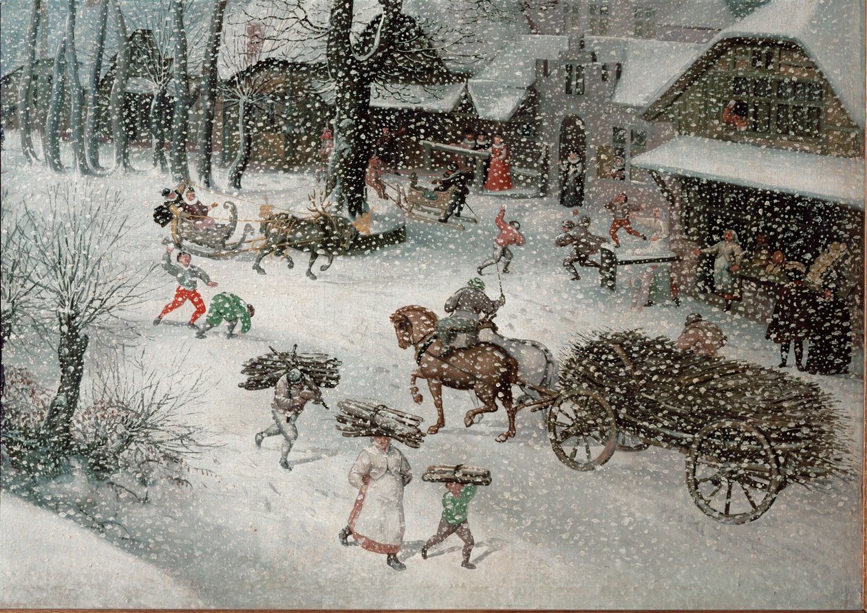 Invierno (febrero), detalle (óleo sobre lienzo) de Lucas van Valckenborch