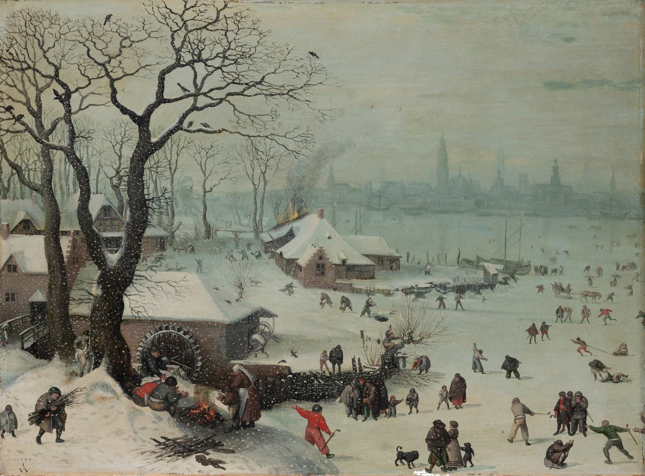 Paisaje invernal con nevadas cerca de Amberes de Lucas van Valckenborch