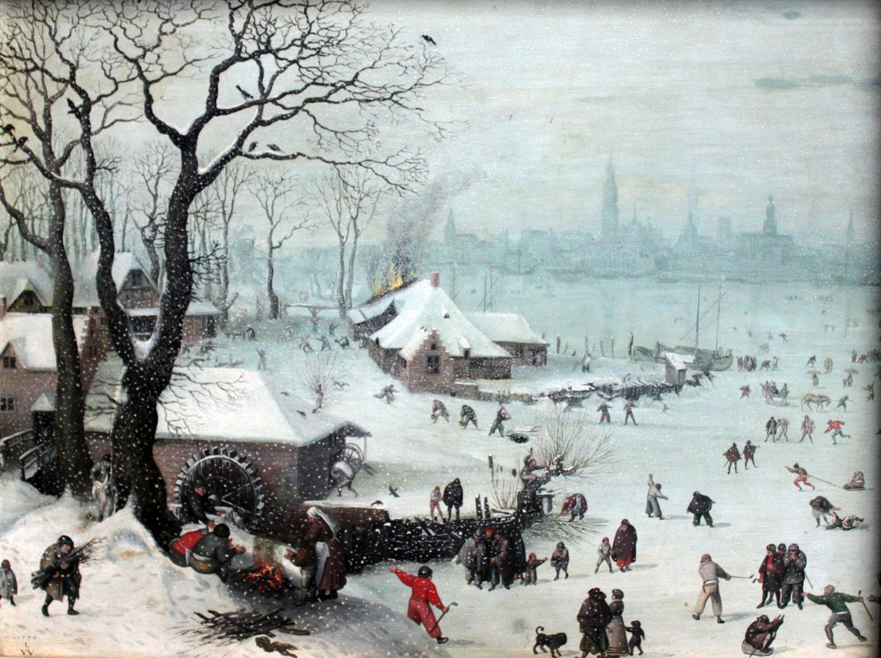 Paisaje invernal cerca de Amberes con nevada de Lucas van Valckenborch