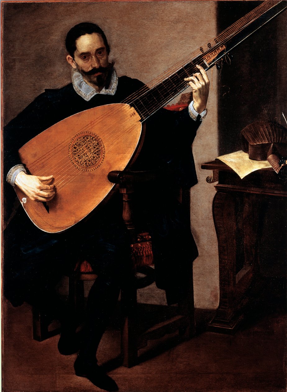 Retrato del Músico de la Capilla Ducal Gerolamo Gallo Pintura de Luciano Borzone (1590-1645) Génova, Galleria di Palazzo Bianco de Luciano Borzone