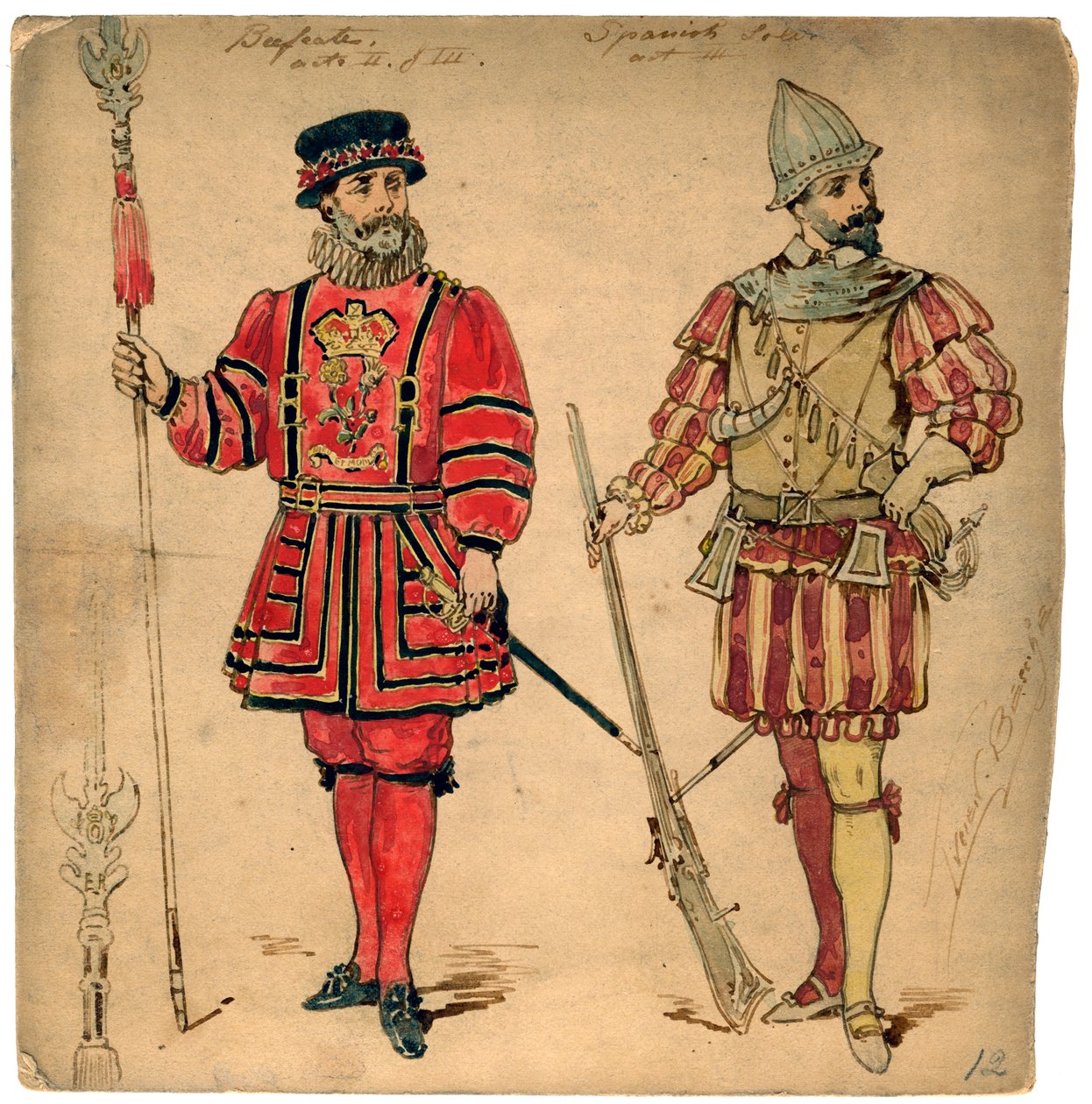 Beefeater y soldado español, siglo XIX de Lucien Besche