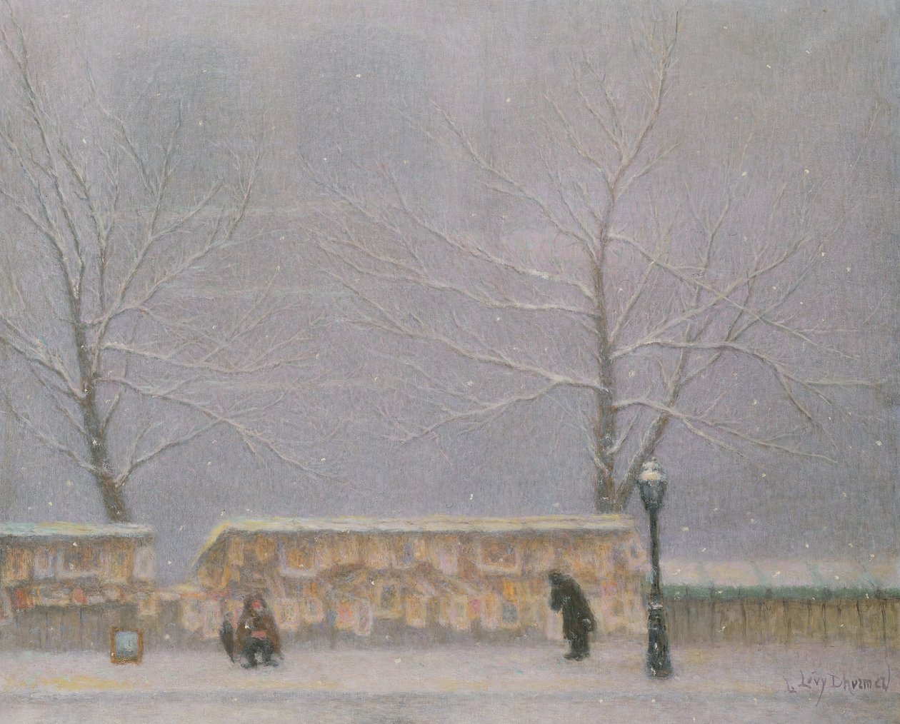 Notre-Dame, vista desde la orilla izquierda, con tiempo nevado (óleo sobre lienzo) de Lucien Levy Dhurmer