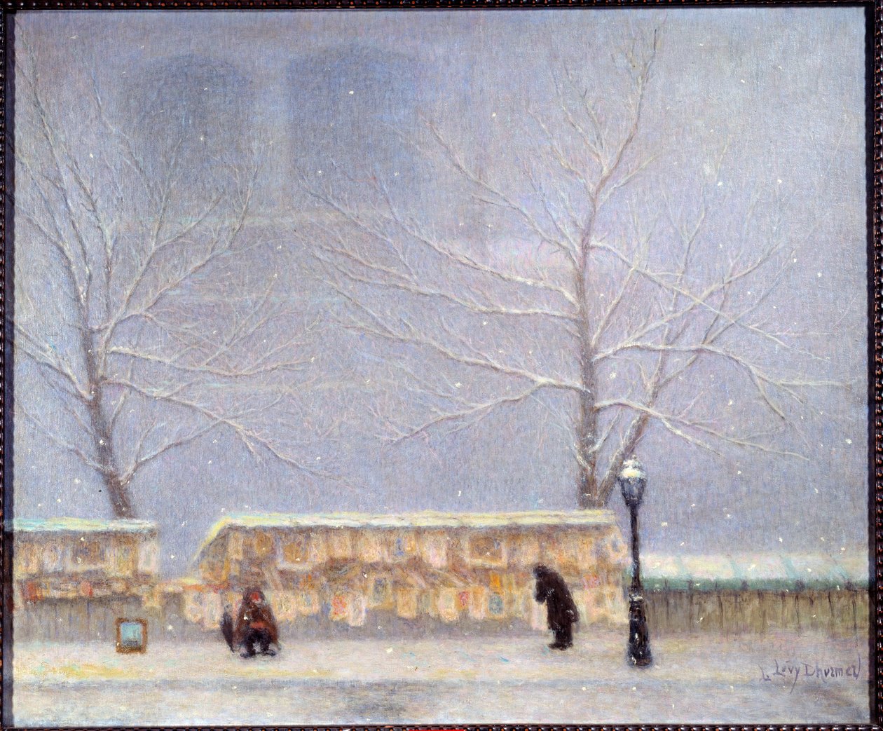 Notre Dame vista desde la orilla izquierda con tiempo nevado (óleo sobre lienzo) de Lucien Levy Dhurmer