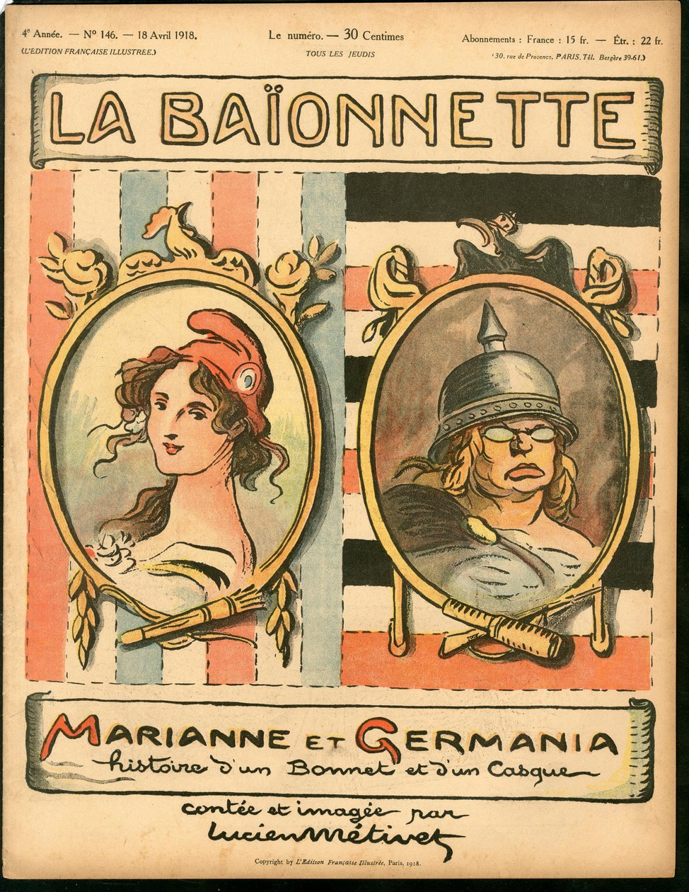 Portada de "La Baionnette", Satírico en Colores de Lucien Metivet