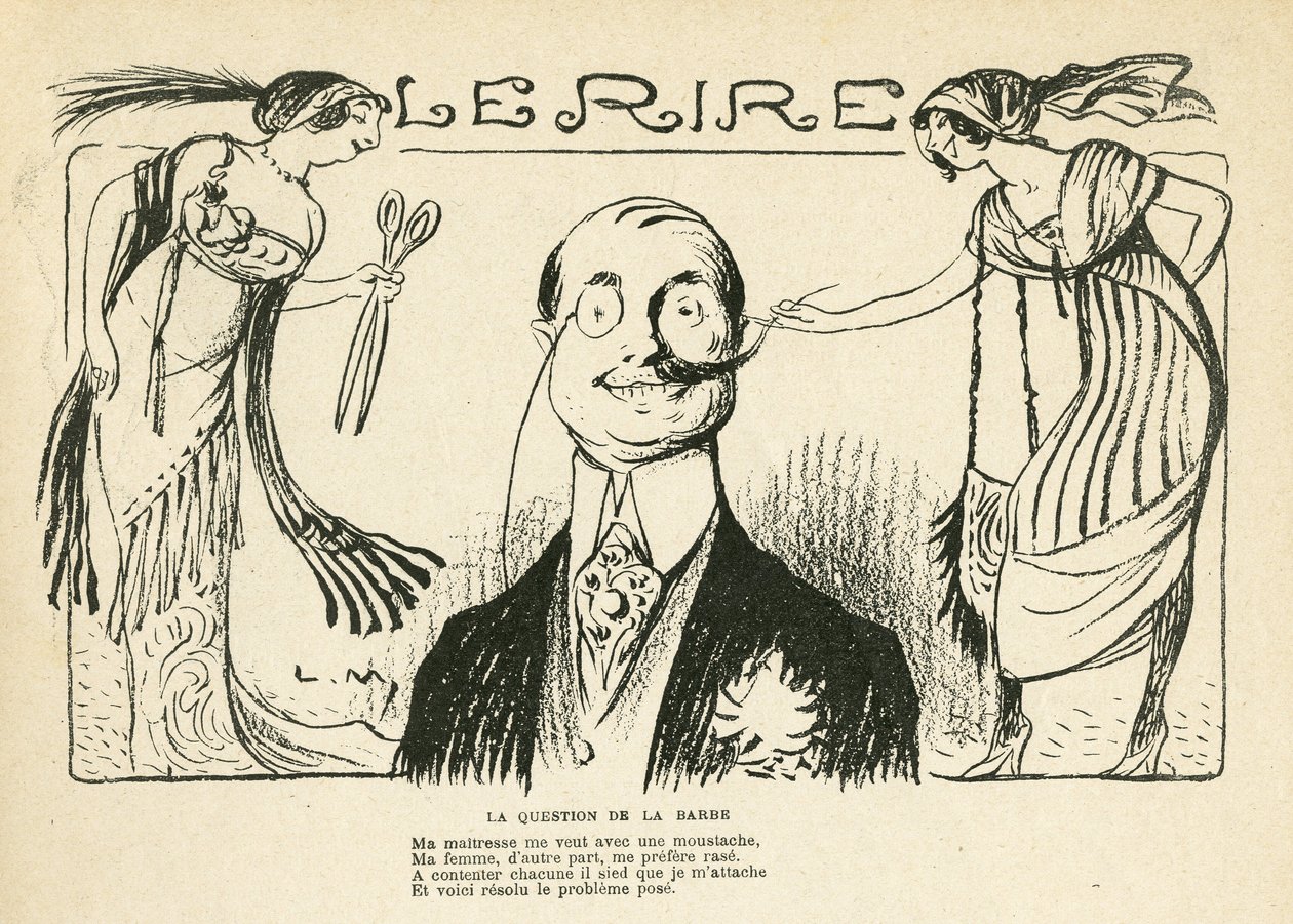 Ilustración en Le Rire, 23/03/12 - la cuestión de la barba de Lucien Metivet