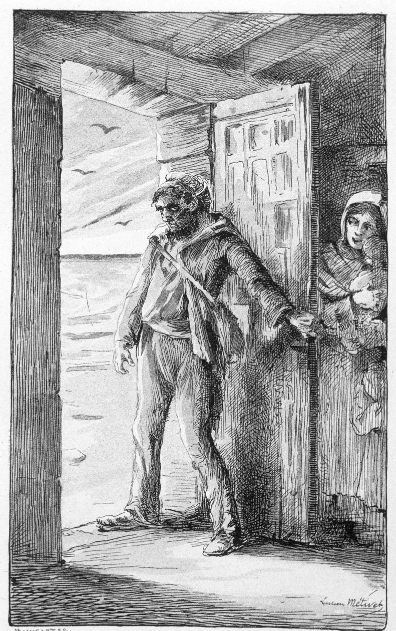 Ilustración para la canción "le retour du marin" (grabado) de Lucien Metivet