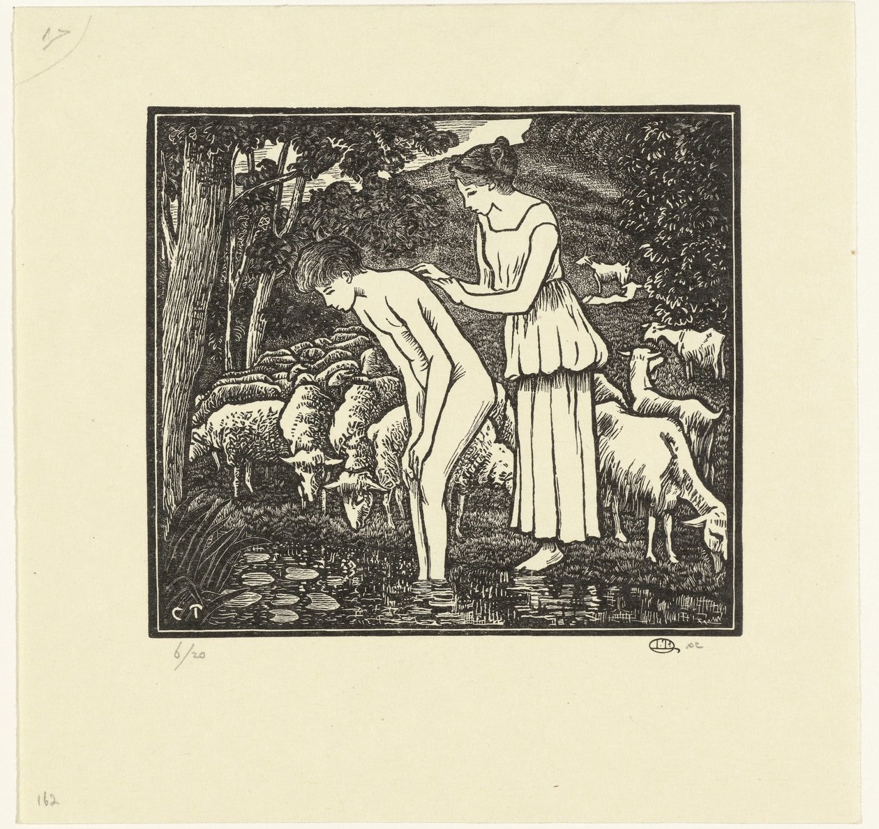 Cloë lava a Dafnis Daphnis et Chloé (título de la serie) de Lucien Pissarro