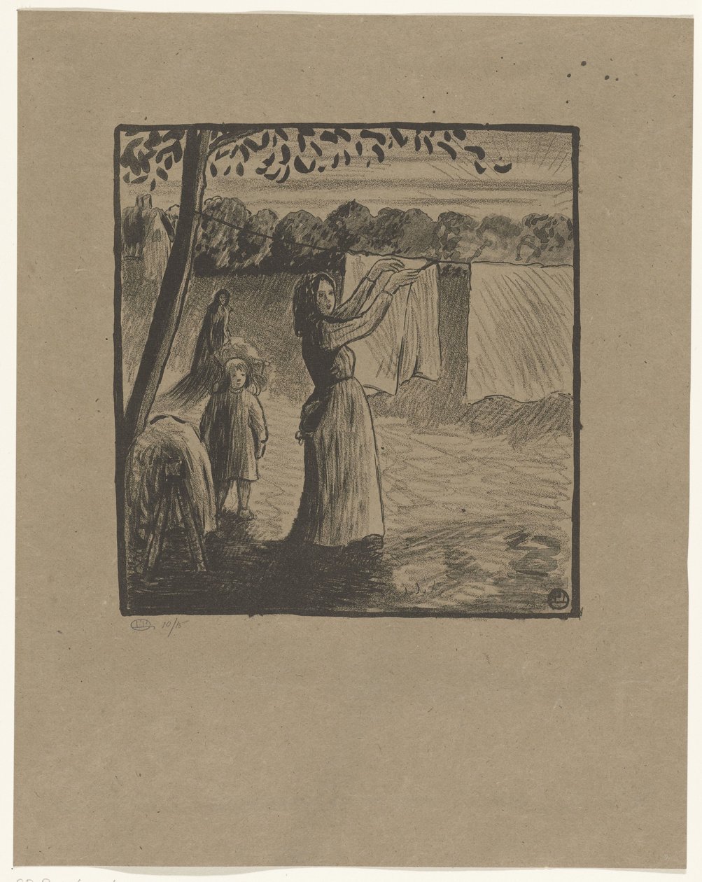 colgar la ropa de Lucien Pissarro