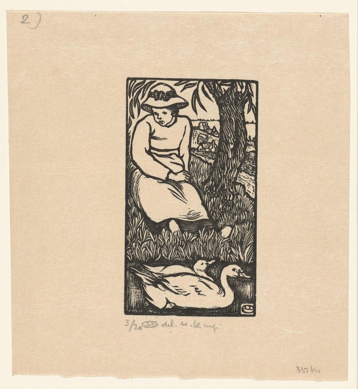 Chica y dos patos La Fille au Canards de Lucien Pissarro