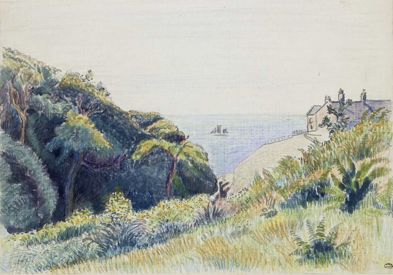 La casa del guardacostas, Ecclesbourne, 1918 de Lucien Pissarro