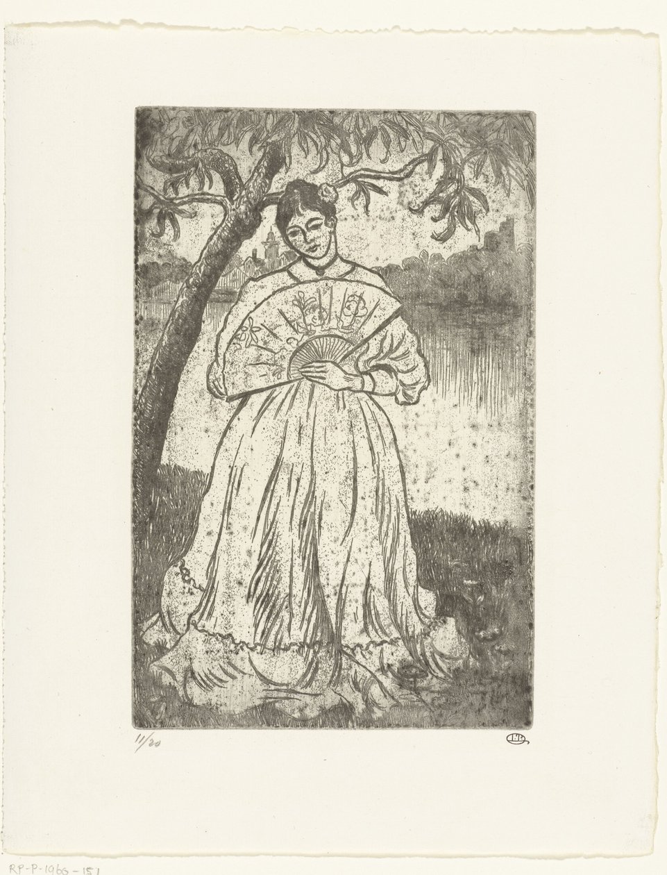Mujer con abanico de Lucien Pissarro