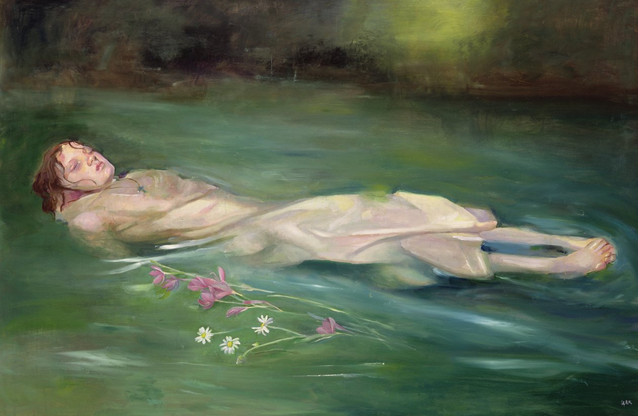 Chica a la deriva, 2004 (óleo sobre tabla) de Lucinda Arundell
