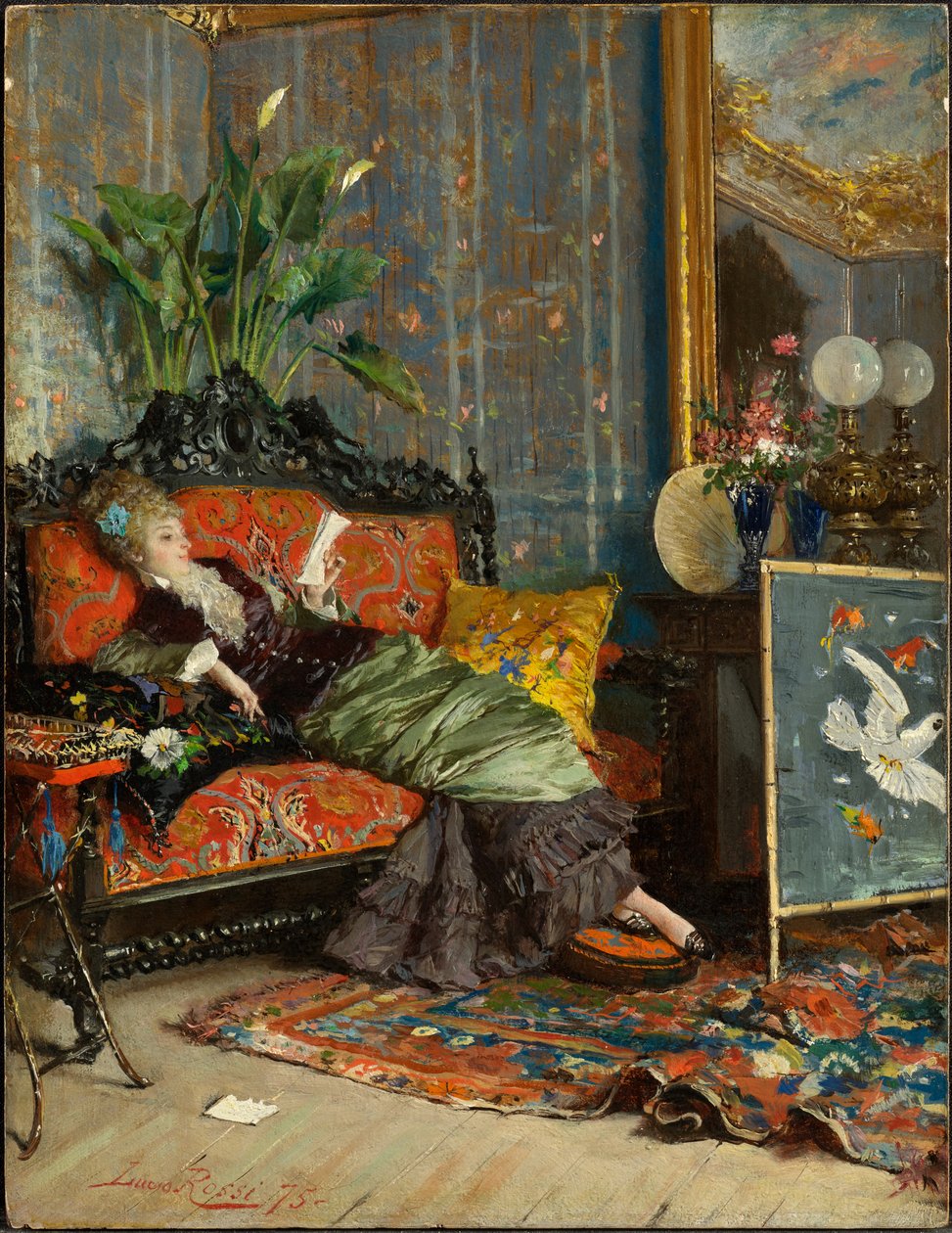 Joven mujer leyendo, 1875 de Lucius Rossi