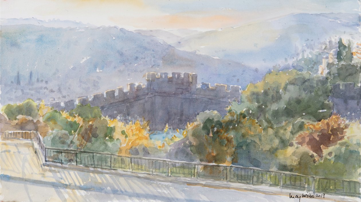 Colinas más allá de la ciudad, amanecer, Jerusalén, 2019 de Lucy Willis