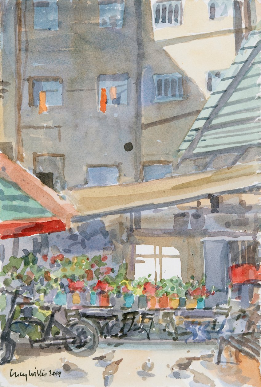Trapos naranjas secándose, Mahane Yehuda, Jerusalén de Lucy Willis