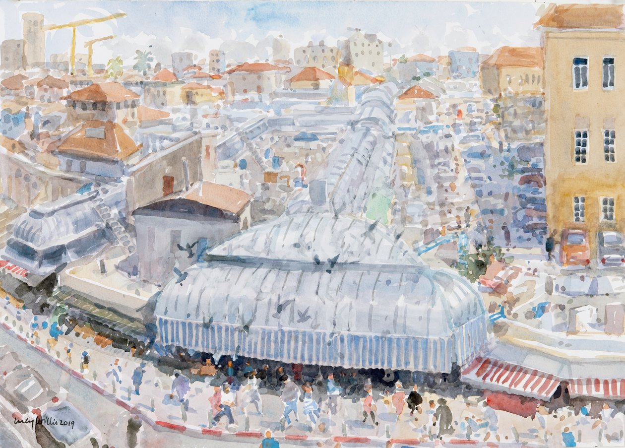 Vista desde el balcón, Mahane Yehuda, Jerusalén de Lucy Willis
