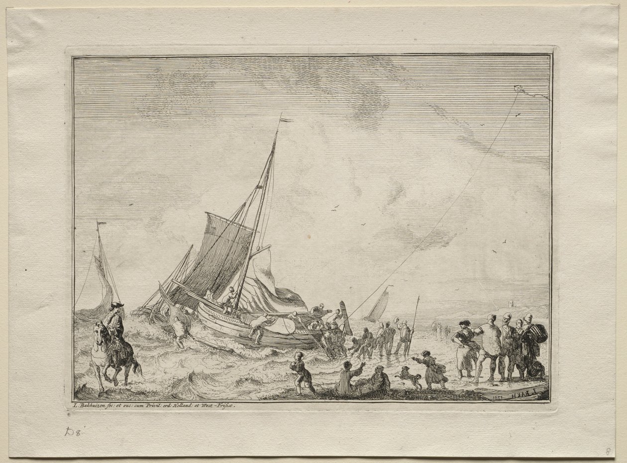 Botadura de un barco, 1701 de Ludolf Backhuysen