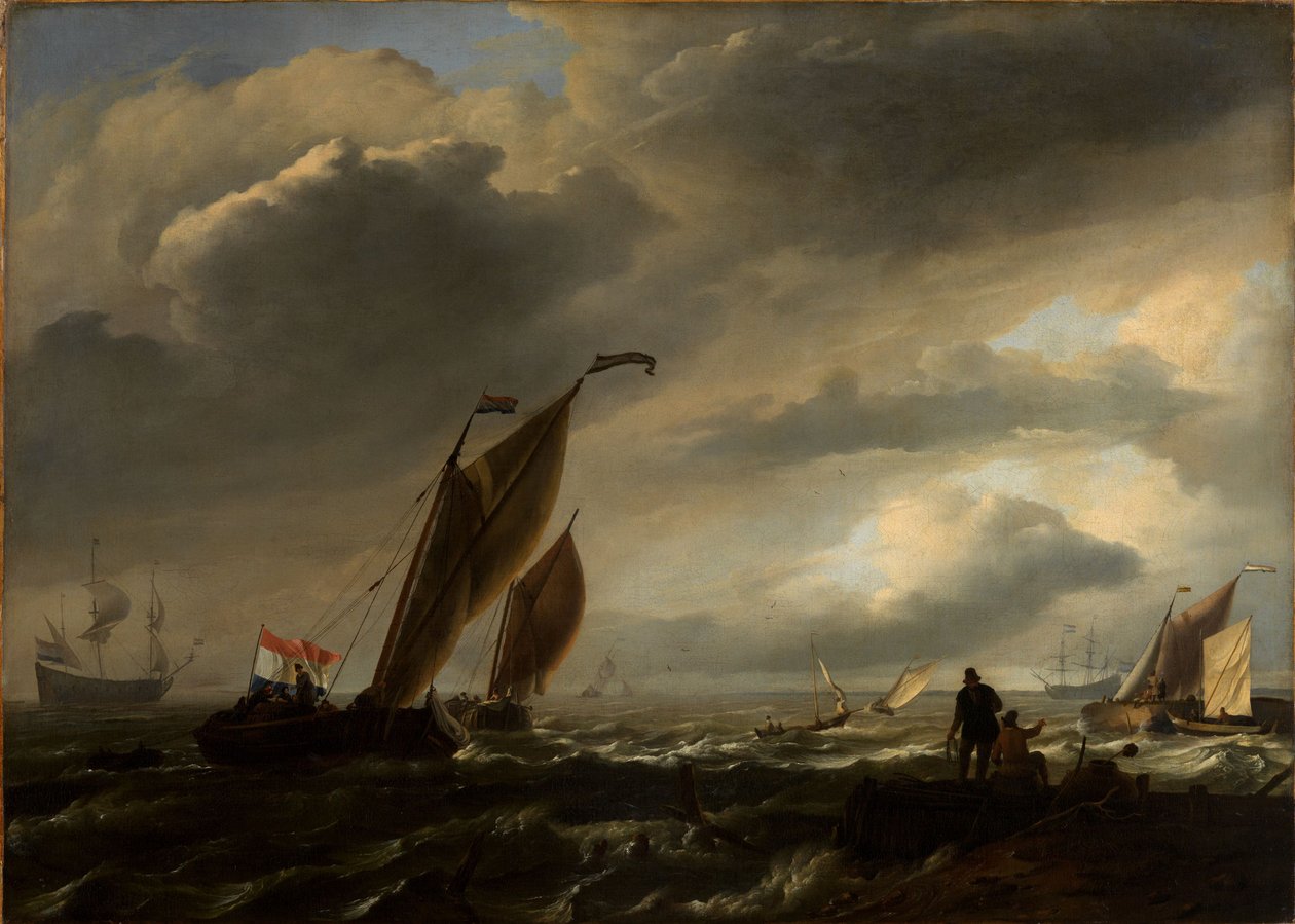Mar ligeramente agitado con barcos de Ludolf Backhuysen