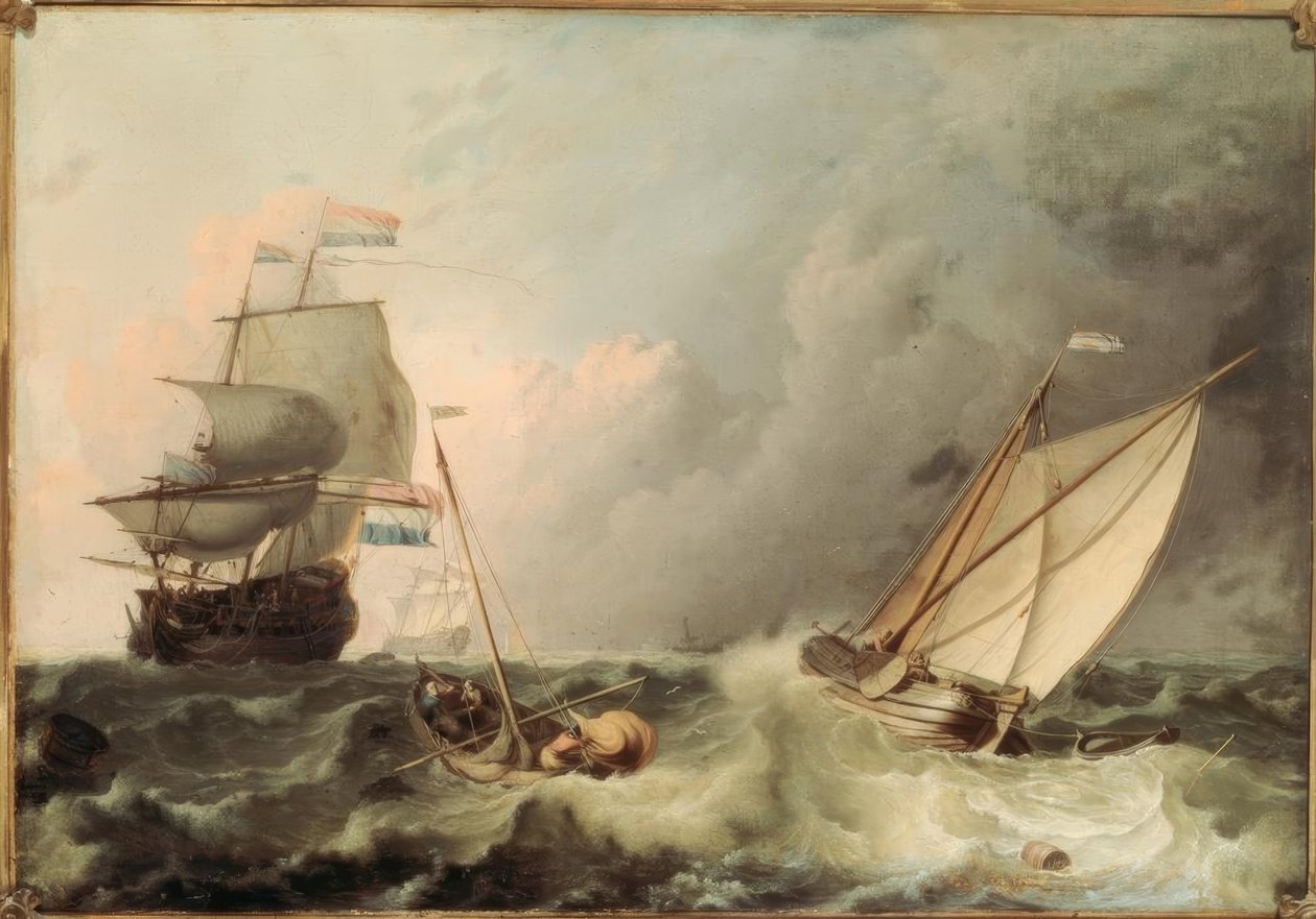 Veleros en mar agitado de Ludolf Backhuysen