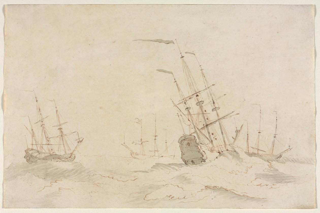 Barcos, segunda mitad de 1600s de Ludolf Backhuysen