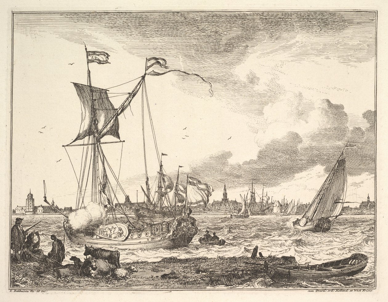 Escena del puerto de Ludolf Backhuysen I