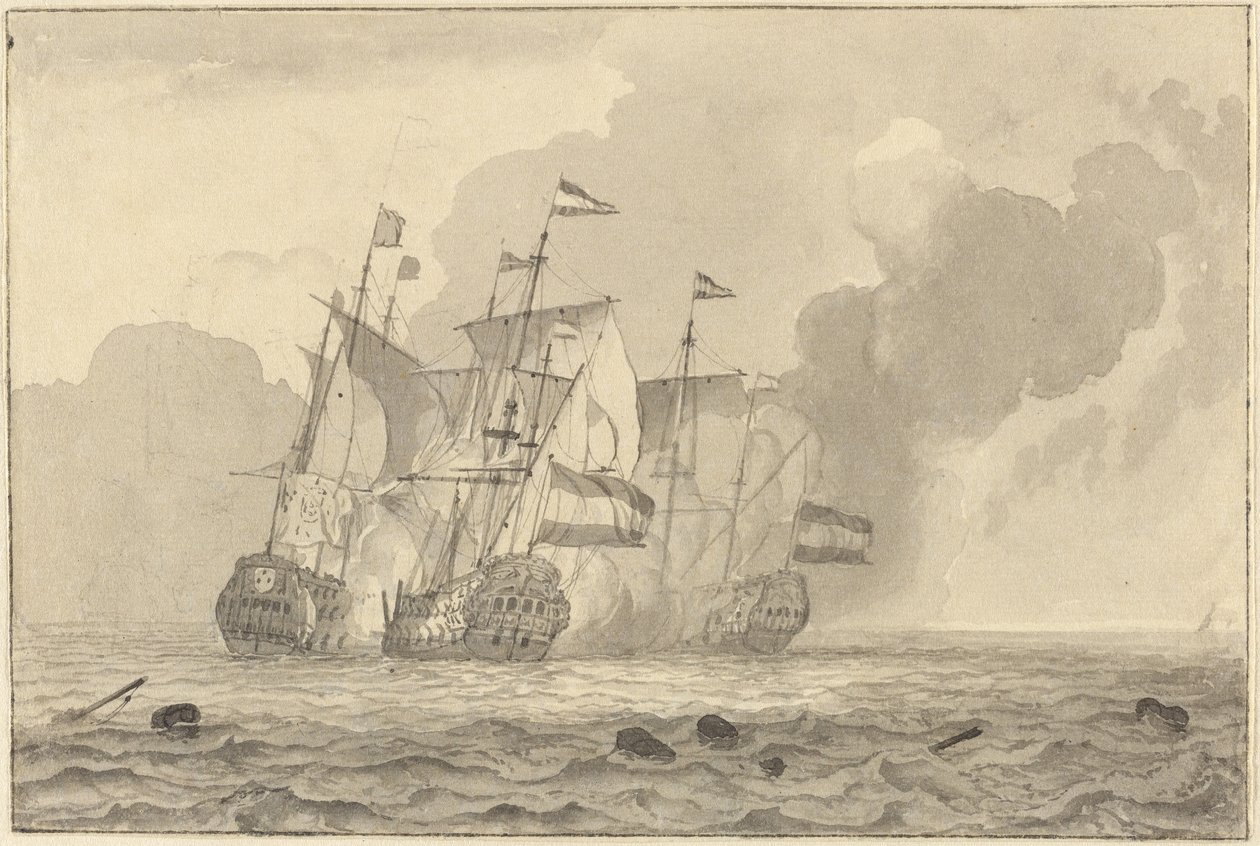 Una batalla en el mar de Ludolf Backhuyzen