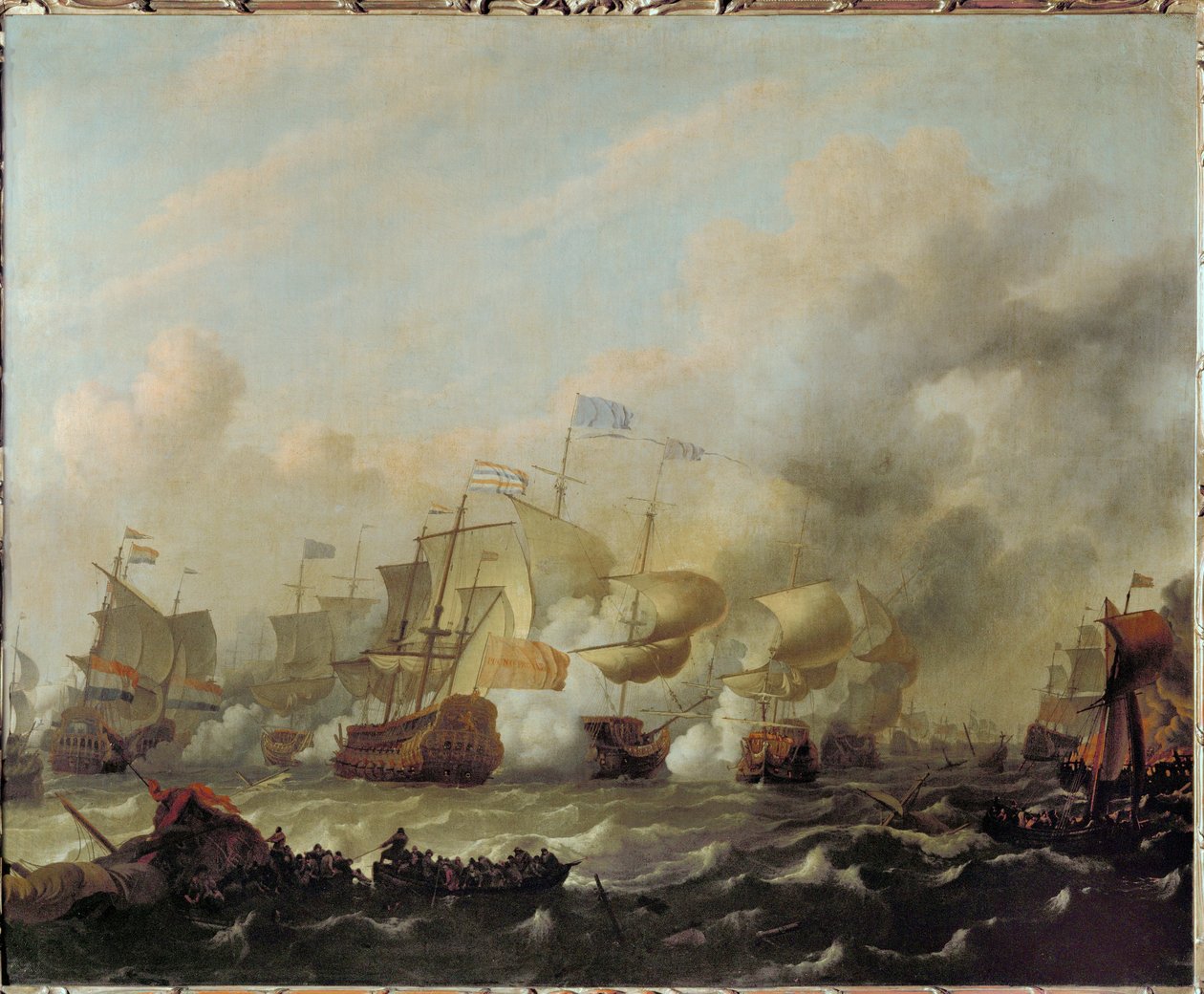 Última batalla naval de la guerra entre Holanda e Inglaterra ... (pintura sobre lienzo) de Ludolf I Backhuyzen