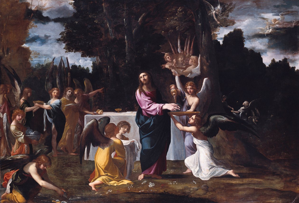 Cristo en el Desierto, Servido por Ángeles de Ludovico Carracci