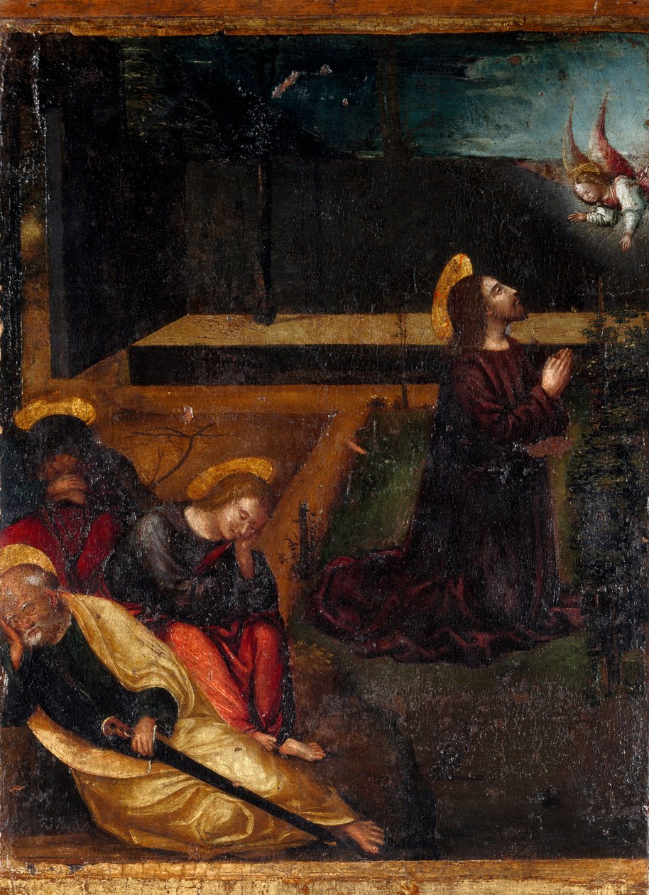 Oración en el jardín de los olivos. Serie de los 15 misterios del Rosario de Ludovico Brea