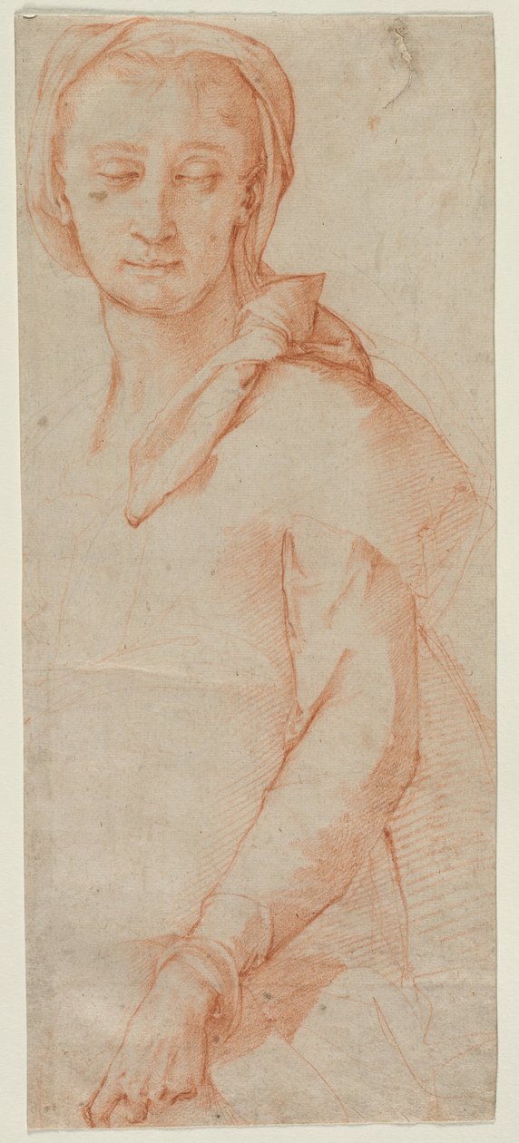 Estudio de figura de medio cuerpo de una mujer de Ludovico Cardi Cigoli