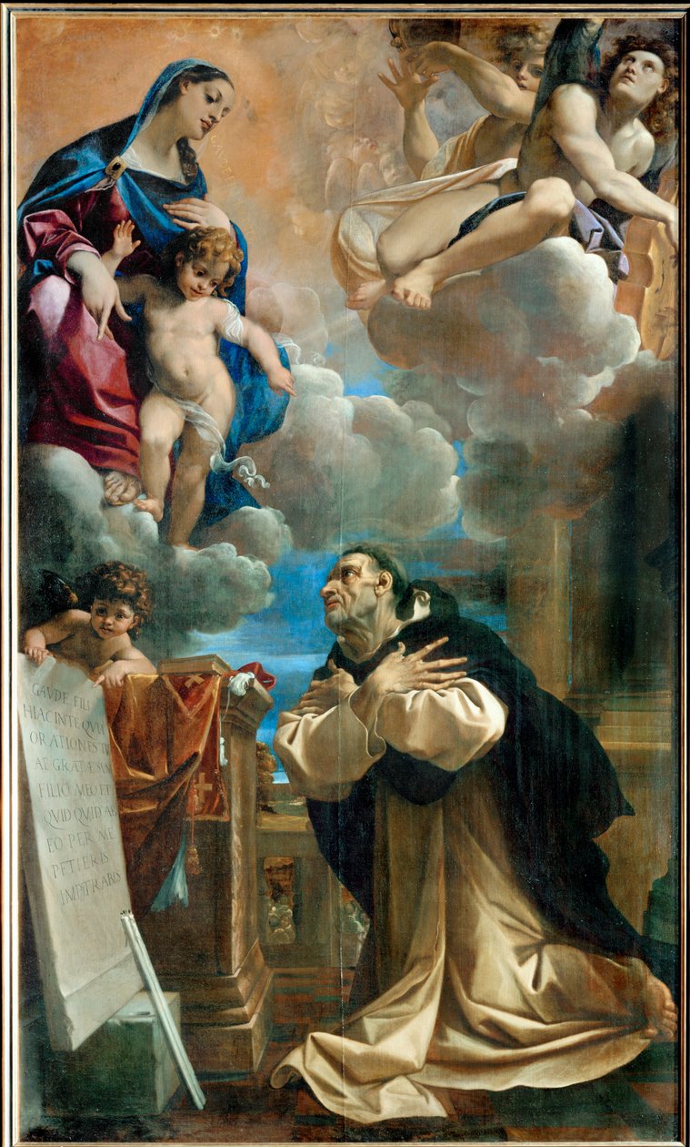 La aparición de la Virgen María y el niño Jesús en San ... de Ludovico Carracci