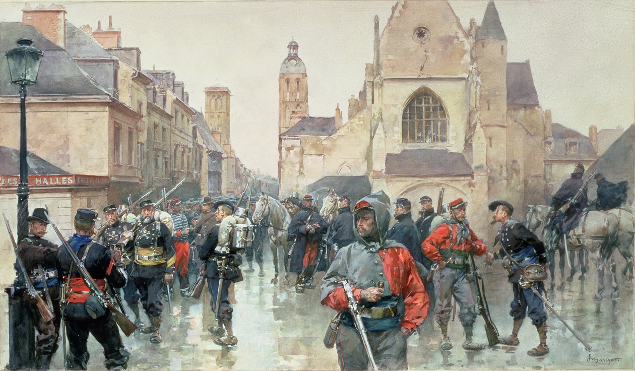 Una reunión de los Garibaldini y las tropas francesas en Tours de Ludovico Marchetti