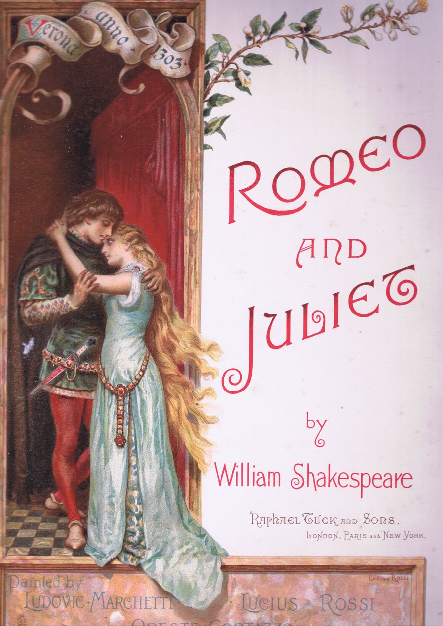 Página del título (ilustración de Romeo y Julieta) de Ludovico Marchetti