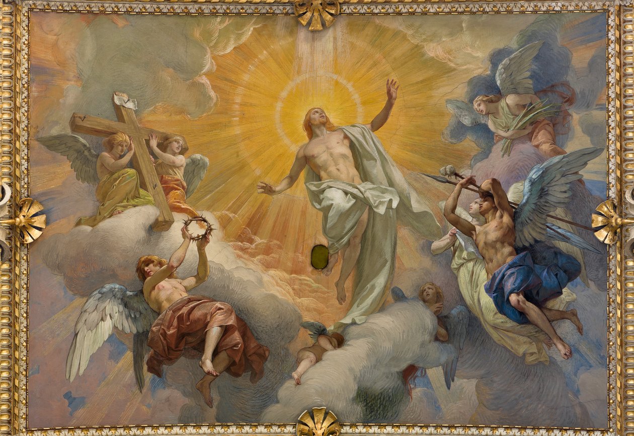 Capilla de Cybo (brazo norte del crucero), bóveda: Resurrección de Jesucristo de Ludovico Pogliaghi