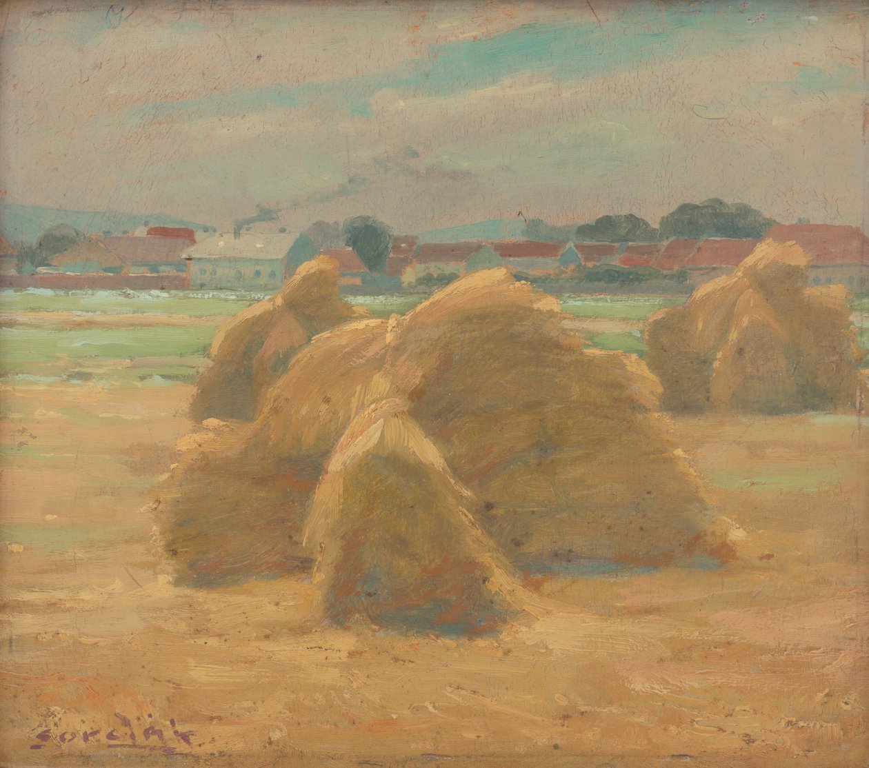 Cosecha, c.1910 (óleo sobre tabla) de Ludovit Cordak
