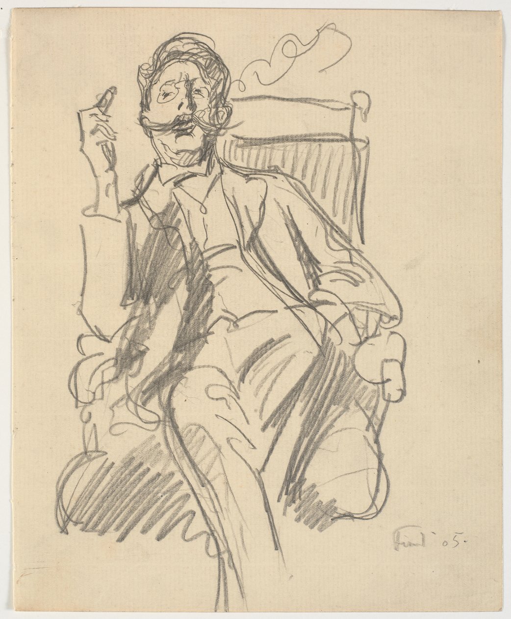 El historiador del arte Carl V. Petersen, sentado, con un cigarro de Ludvig Find
