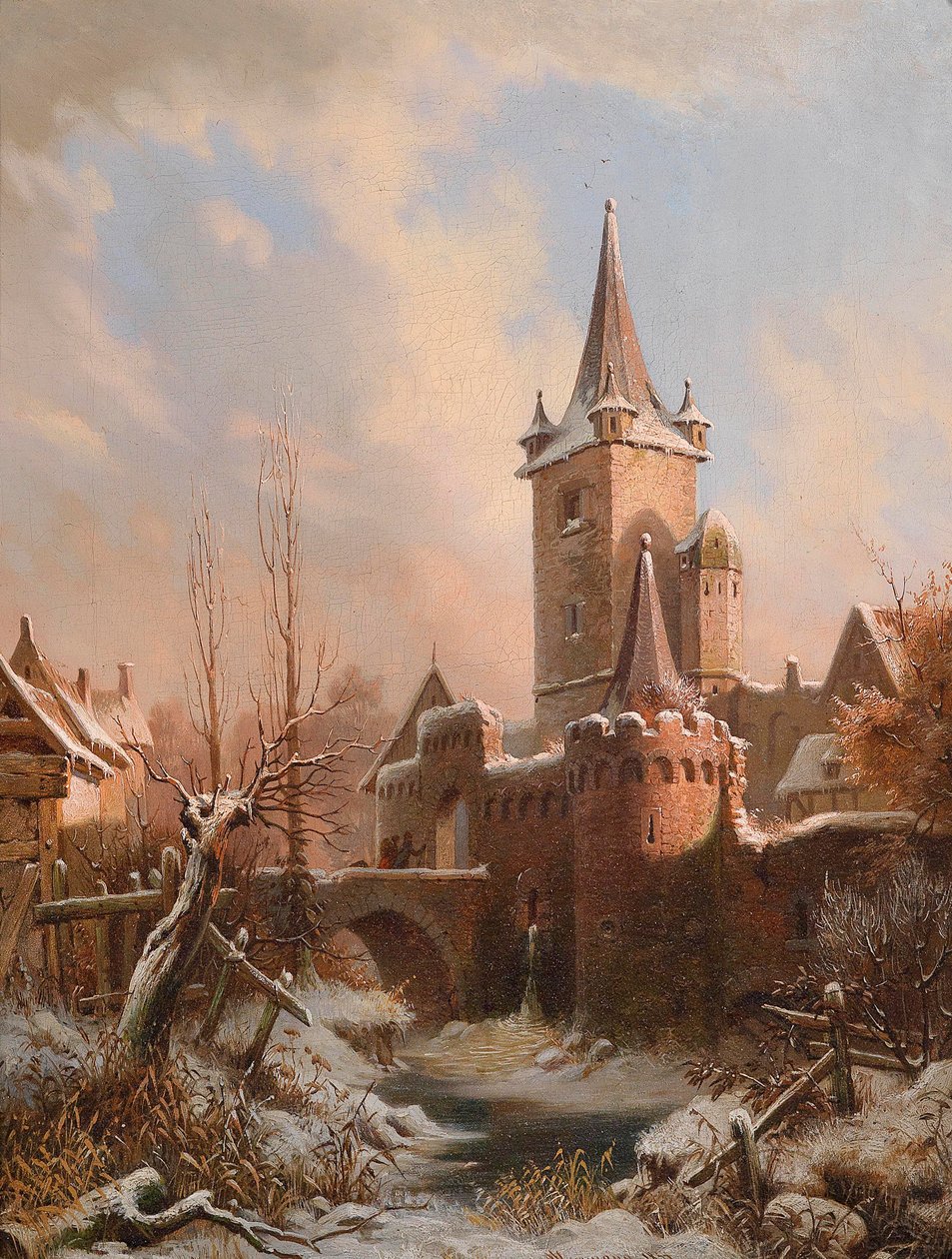 Paisaje invernal del castillo Carl Ludwig Ferdinand Messmann de Ludvig Messmann