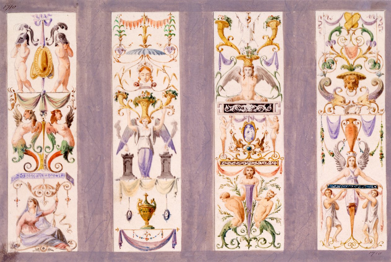 Cuatro paneles arabescos de la Scala del Palazzo Ducale, Venecia de Ludwig Gruner