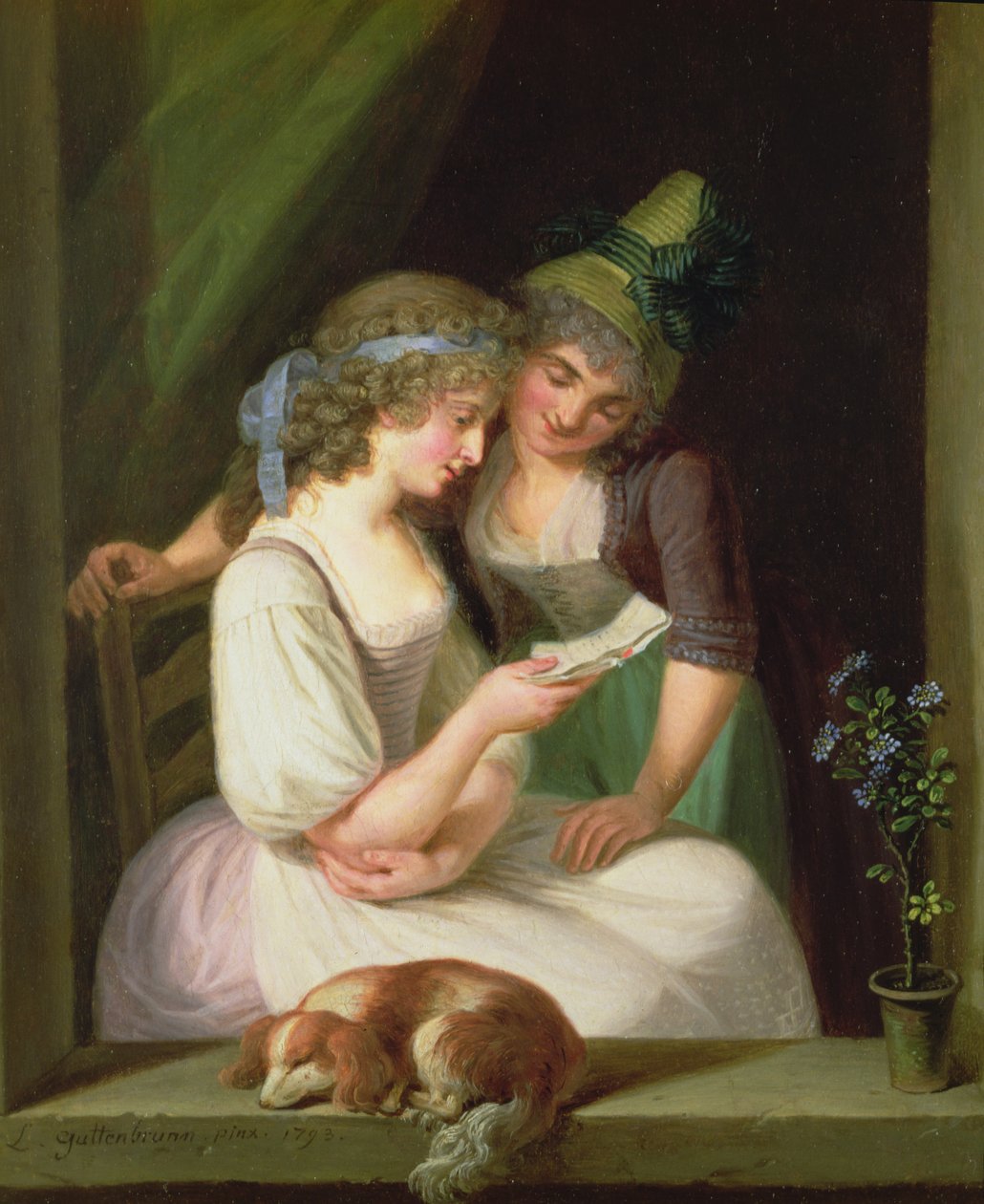Dos mujeres leyendo una carta de Ludwig Guttenbrunn